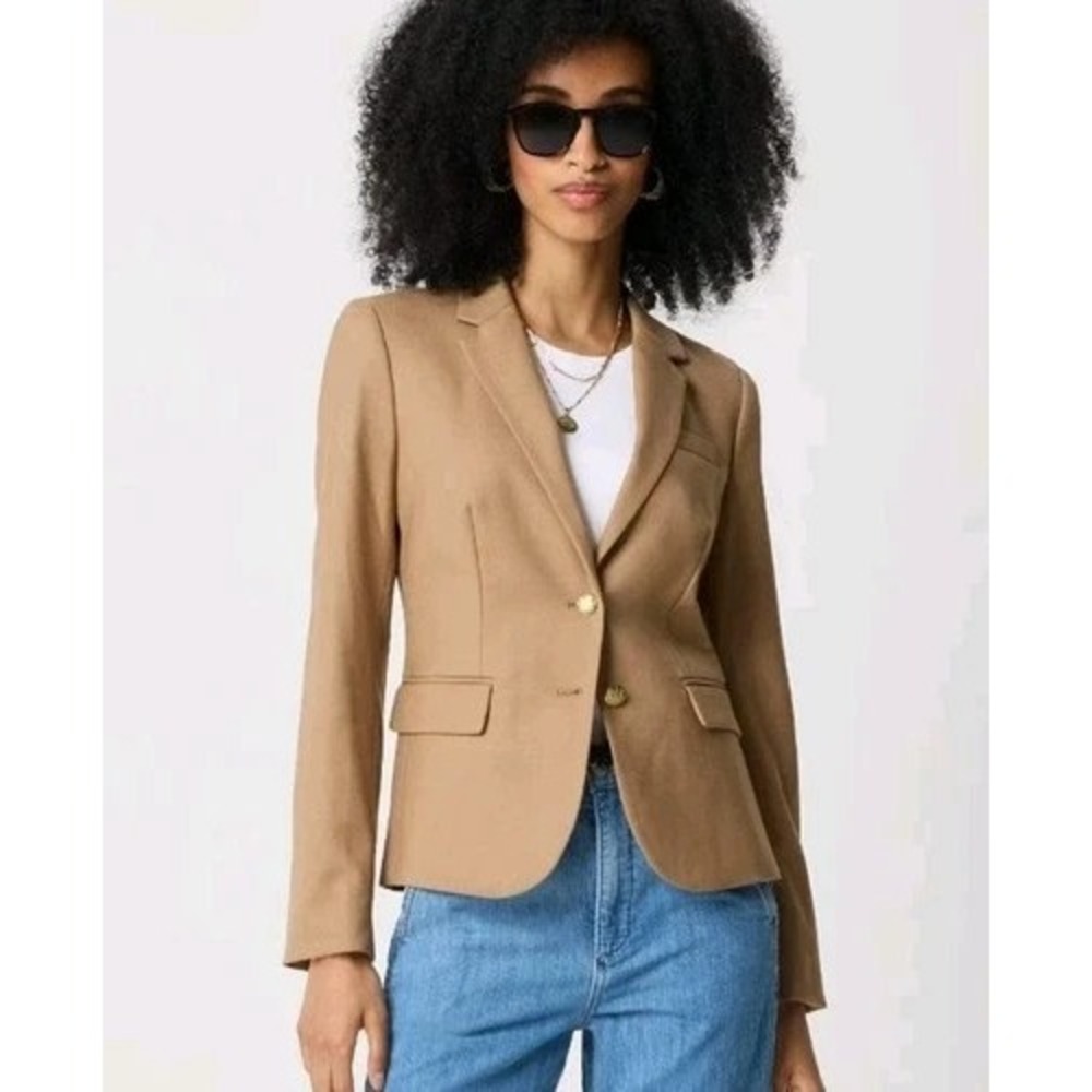 J. Crew Womens Original Schoolboy Blazer Size 12 Wool Blend Camel Career Preppy